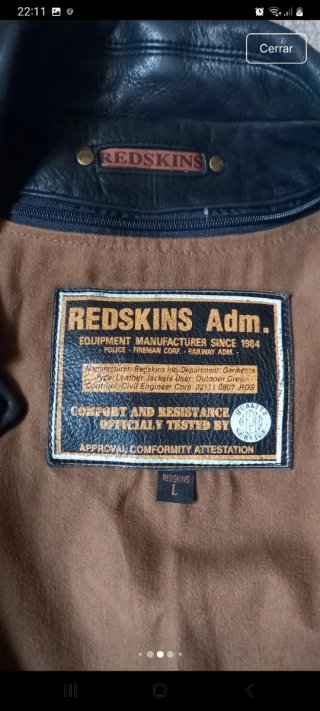 Chaqueta de Piel Redskins Negra Talla L