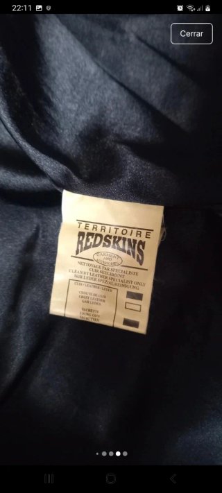 Chaqueta de Piel Redskins Negra Talla L