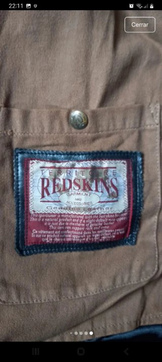 Chaqueta de Piel Redskins Negra Talla L
