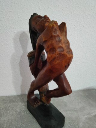 Escultura Africana Madera Tallada Músico Tambor 35