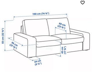 Sofá 2 cuerpos gris Ikea tela
