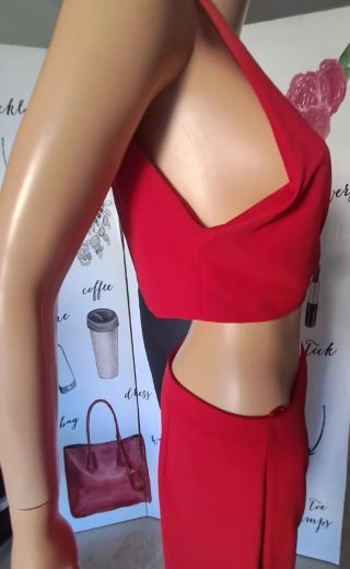 Vestido Zara rojo crop top y falda