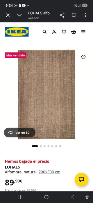 Alfombra Yute Beige/Marrón 200x300