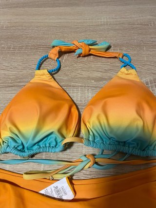 Traje de baño bikini degradado naranja y turquesa