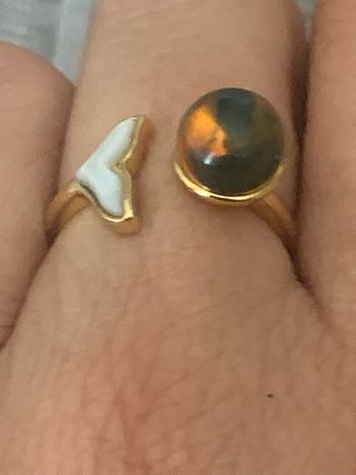 Anillo Cola de Sirena y Ámbar Azul Ajustable