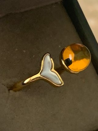 Anillo Cola de Sirena y Ámbar Azul Ajustable