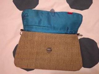 Bolso Laga cuadros marrón y rojo