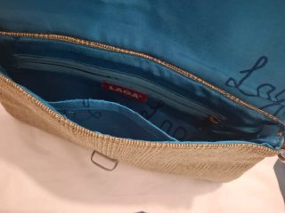 Bolso Laga cuadros marrón y rojo