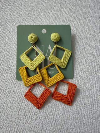 Pendientes Largos Rafia Degradado Naranja Amarillo