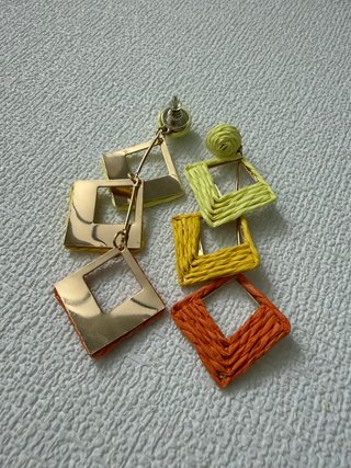 Pendientes Largos Rafia Degradado Naranja Amarillo