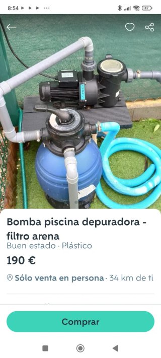 Bomba depuradora piscina filtro arena