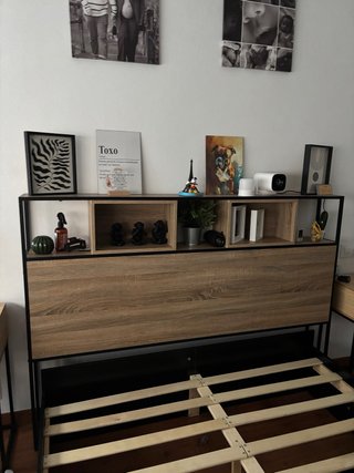 Cabecero de cama metal y madera