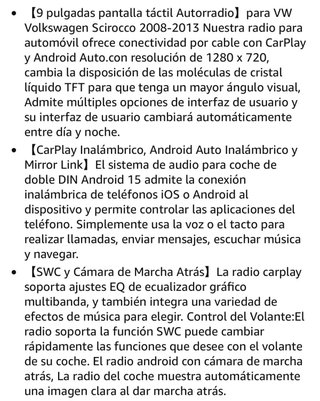 Pantalla CarPlay para Volkswagen sirocco