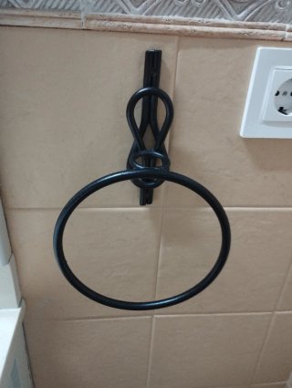 Colgador toalla lavabo forja marrón chocolate