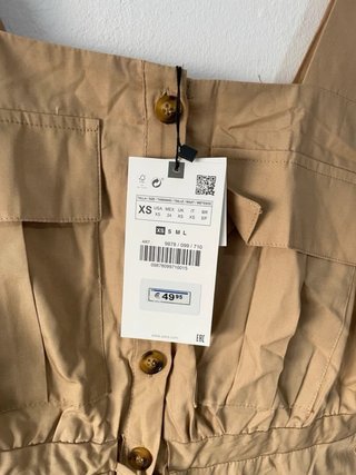 Mono cargo Zara popelín beige
