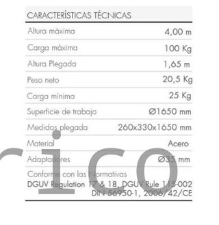 Elevador Telescópico Manual 4000 Mm 100 kg Aire Acondicionado - 10603