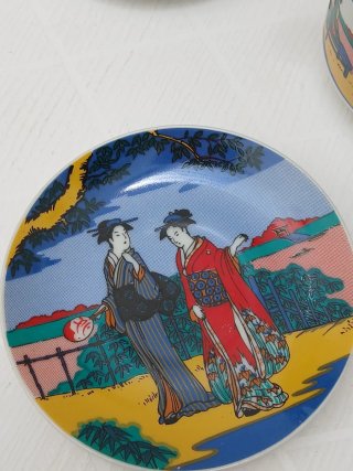 Set caffè orientale ceramica e vimini