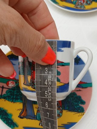 Set caffè orientale ceramica e vimini