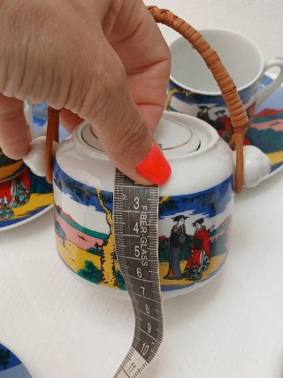 Set caffè orientale ceramica e vimini