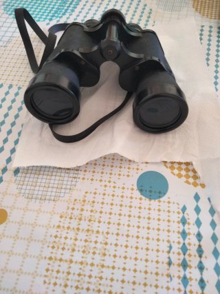 Prismáticos con funda de cuero