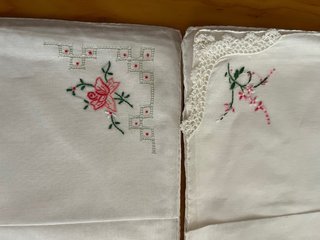 20 Pañuelos bordados flor rosa nuevos