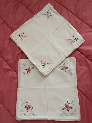 20 Pañuelos bordados flor rosa nuevos
