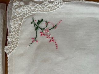 20 Pañuelos bordados flor rosa nuevos