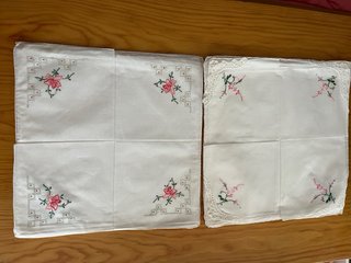 20 Pañuelos bordados flor rosa nuevos
