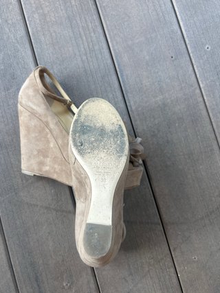 Zapatos cuña Twin-Set flor beige/gris