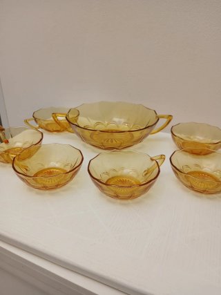 Set Frutta Vintage Vetro Giallo Made in Italy