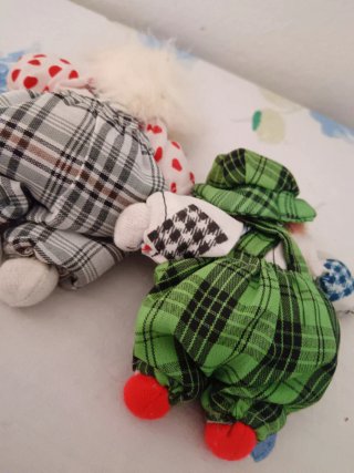 Coppia Bambole Clown Vintage Porcellana