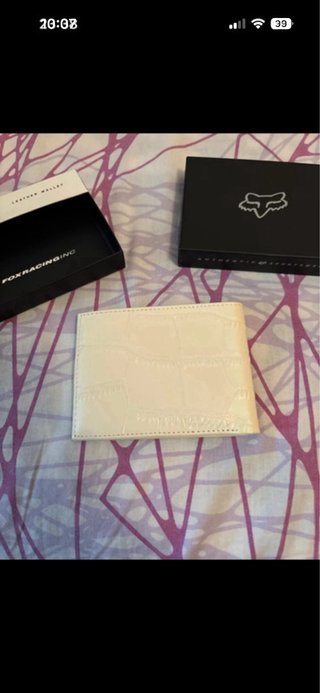 Billetera Fox Racing Piel Blanca Nueva