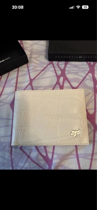 Billetera Fox Racing Piel Blanca Nueva