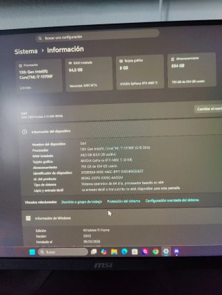 Ordenador gaming de sobremesa MSI +Teclado y ratón
