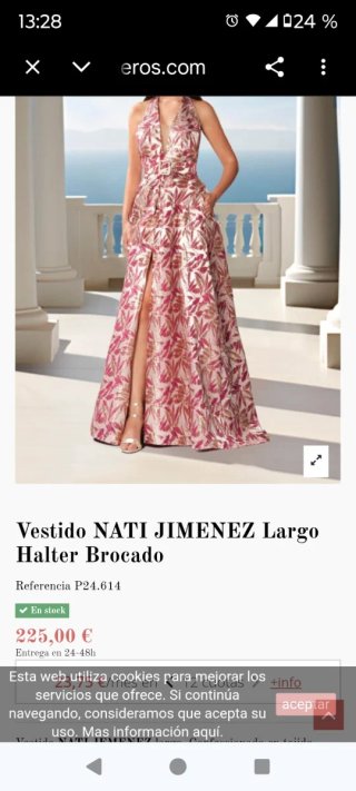 Vestido largo Nati Jimenez fiesta oro rosa