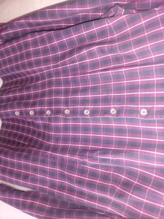 Camisa Benetton cuadros morado y blanco
