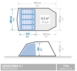 Tienda campaña hinchable 4 personas