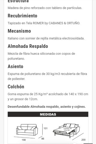 Sofá Cama Apertura Italiana 140cm