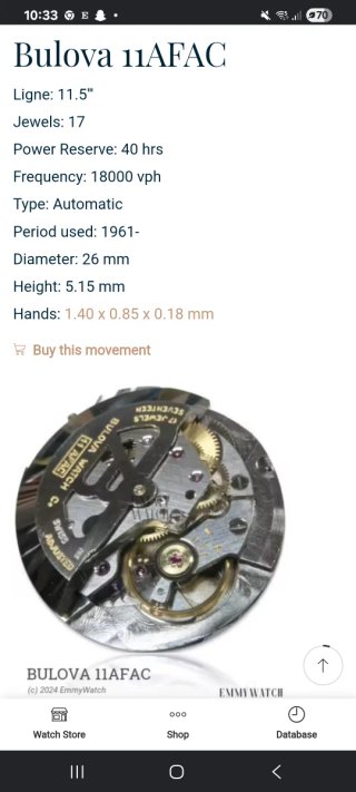Reloj Bulova Automático Vintage Calibre 11 AFACD