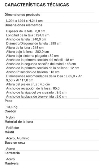 Parasol Hesperide 3x3m excéntrico gris