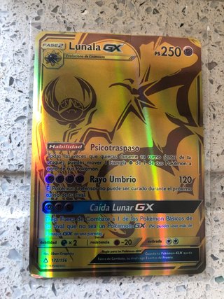 Pack Cartas Pokémon Lunala GX y Solgaleo GX Dorada