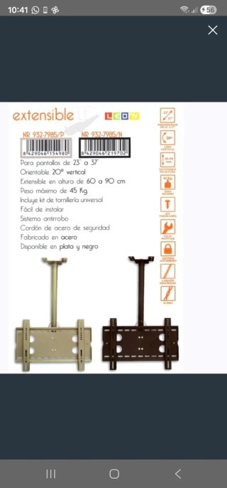 Soporte TV extensible 23-37 45Kg