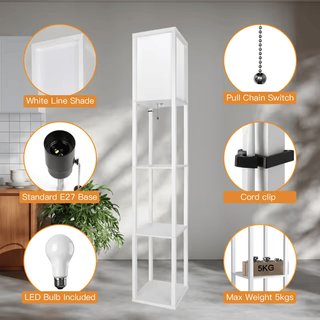 Lámpara de pie LED madera E27