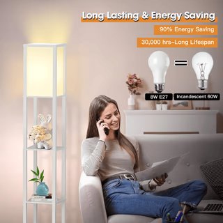 Lámpara de pie LED madera E27