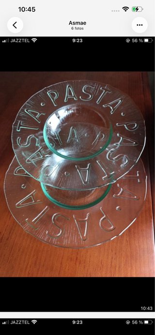 4 Platos de pasta de cristal