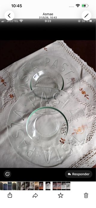 4 Platos de pasta de cristal