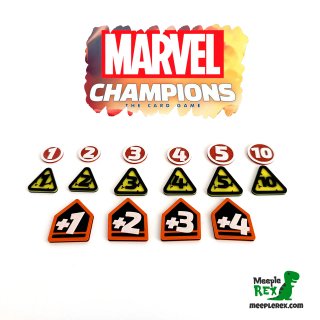 Tokens Amenaza, daño y aumento Marvel Champions