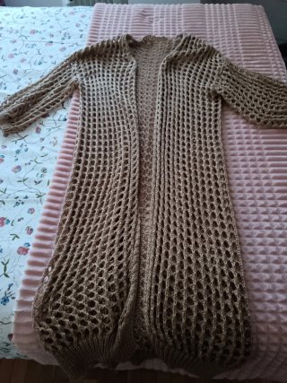 Cárdigan calado beige talla única