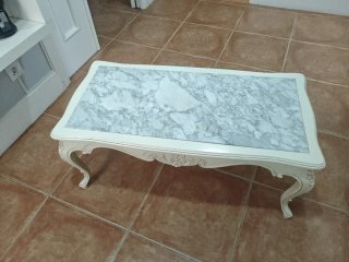 Mesa de centro antigua mármol y madera