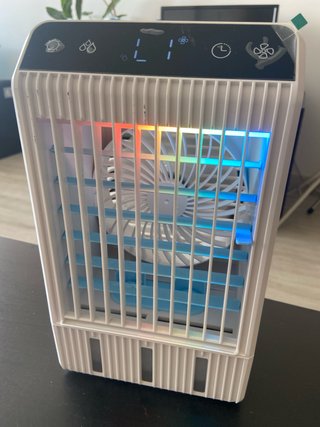 Ventilador Humidificador Azul y Blanco